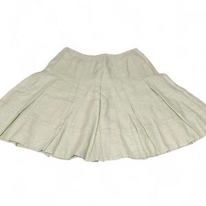 Y2K Boston Proper 100% Linen pastel green / mint green pleated mini tennis skirt